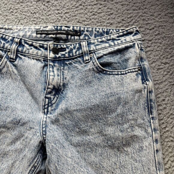 Volcom Jeans Womens Size 27 Blue Acid Wash Straight Leg Ankle Zip - Picture 7 of 12